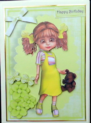 Gorgeous Kiki Girl in Green Dress with Teddy Bear by Mary Murphy