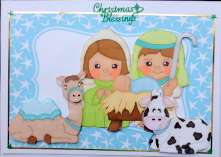 Nativity with Baby Jesus & Animals in Star Frame by Mary Murphy