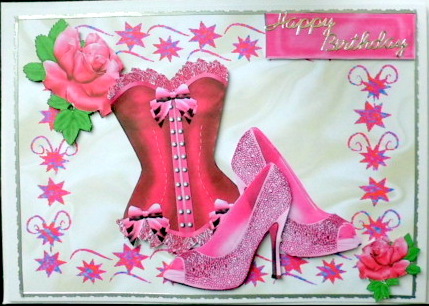 Pink Basque with Shoes and Pink Rose by Mary Murphy