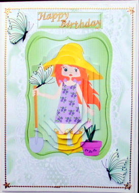 Gardening Girl with Flowers Bracket Pyramids by Mary Murphy