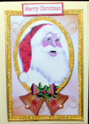 Lovely Santa with Bells Topper & Card by Mary Murphy
