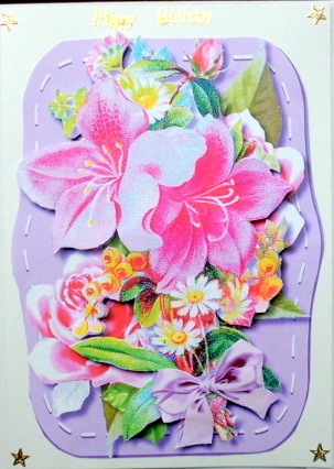 Lovely Pink Flowers on a Lilac Mat  by Mary Murphy