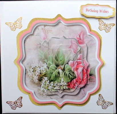 Topper or Easel Beautiful White Lilac and Rose Pyramid by Mary Murphy