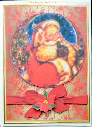 Vintage Santa in Oval Frame by Mary Murphy