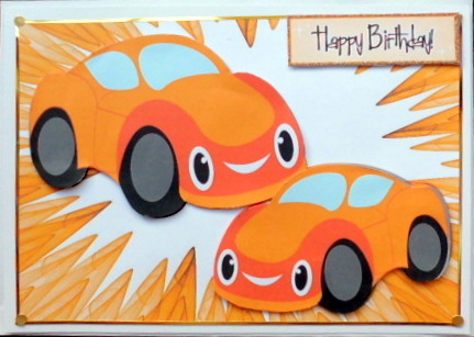 Orange Toony Cars in Funky Orange Frame by Mary Murphy