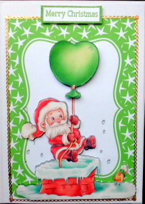 Santa Going Down the Chimney with a Balloon by Mary Murphy