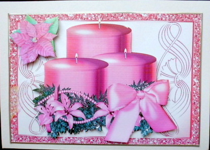Pink Candles in Pink Glitter Frame by Mary Murphy
