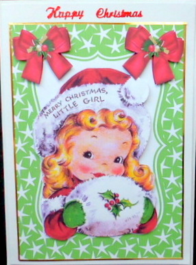 Little Girl in Her Red Fur Coat in Star Frame by Mary Murphy