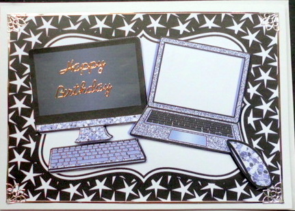 Black Glitter Computer & Laptop in Star Frame by Mary Murphy