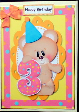 Happy 3rd Birthday Bear Polka Dot by Mary Murphy