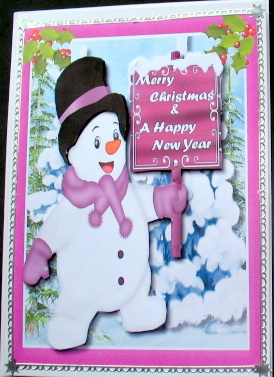 Lovely Snowman with His Christmas Banner by Mary Murphy