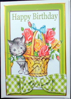 Kitten with Basket of Roses Star Pyramids by Mary Murphy