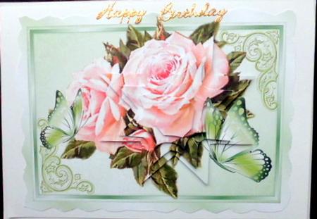 Pretty Pink Roses with Butterflies Star Pyramids by Mary Murphy