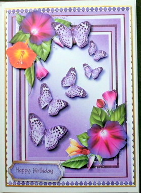 Beautiful Morning Glory with Butterflies  by Mary Murphy