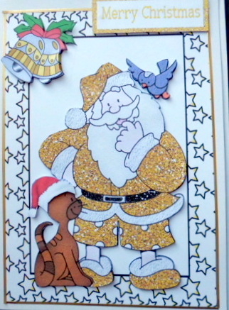 Does This Hat Look Okay Santa! Santa in Gold Star Frame by Mary Murphy