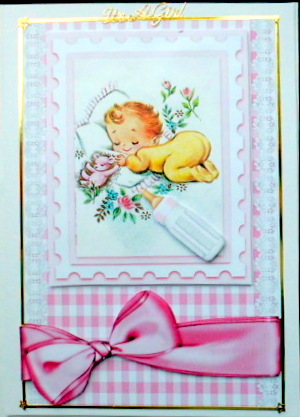 Cute Baby Girl Sleeping, Card & Topper by Mary Murphy