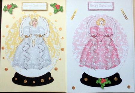 Snow Globes of Christmas Angels with Holly by Mary Murphy