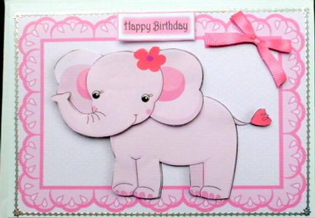 Cute Pink Elephant with Flower by Mary Murphy