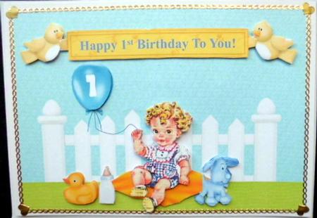 Happy 1st Birthday Topper & Decoupage - Boy by Mary Murphy