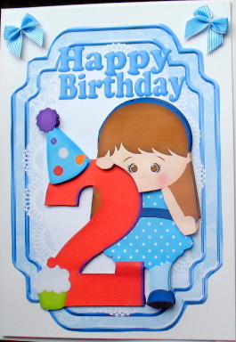 My Second Birthday Little Girl with Party Hat by Mary Murphy