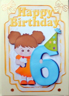 My Sixth Birthday Little Girl with Her Cupcake & Hat by Mary Murphy