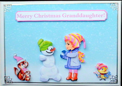 Christmas Granddaughter Cute Topper & Decoupage by Mary Murphy