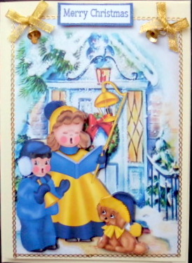 Carol Singers with Little Puppy in the Snow by Mary Murphy