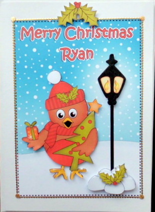 Xmas Ryan Cute Little Penguin 5x7 3D Decoupage by Mary Murphy