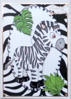 Cute Zebra with Leaves in Frame by Mary Murphy