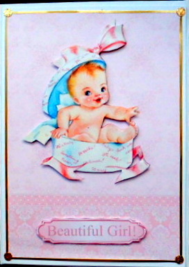Vintage Baby Girl Card Front / Topper & Decoupage by Mary Murphy