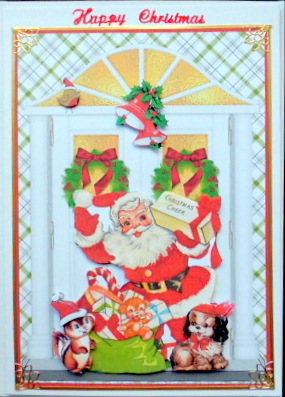 Christmas Door Scene Santa & Friends Topper & Decoupage by Mary Murphy