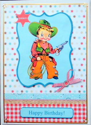 Cowboy Birthday Card Topper & Decoupage by Mary Murphy