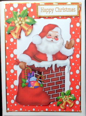 Santa in the Chimney with Gold Bells by Mary Murphy