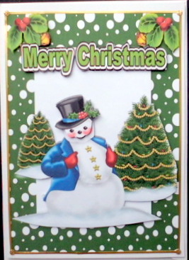 Snowman with Christmas Trees in the Snow by Mary Murphy