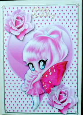 Little Faerie in Pink with Hearts and Roses by Mary Murphy