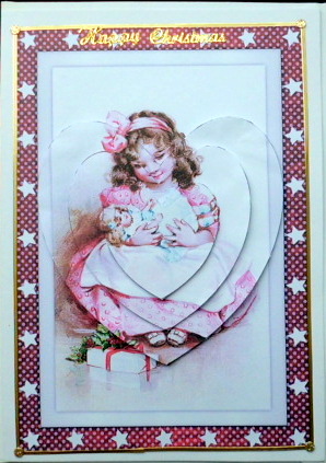 Christmas Girl with Doll Heart Shaped Pyramid by Mary Murphy
