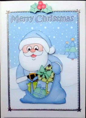 5x7 Christmas Santa's Sack 3D Decoupage by Mary Murphy