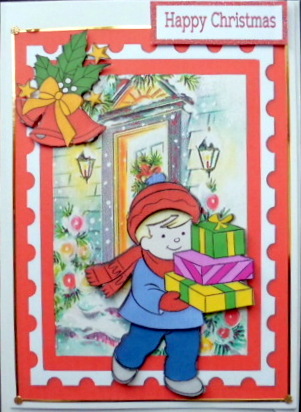 Little Boy with Presents Outside His Front Door by Mary Murphy