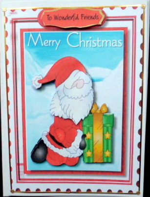 Santa with Present in a Stamp Frame  by Mary Murphy