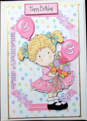 Sweet Birthday Girl Aged 3 with Balloons by Mary Murphy