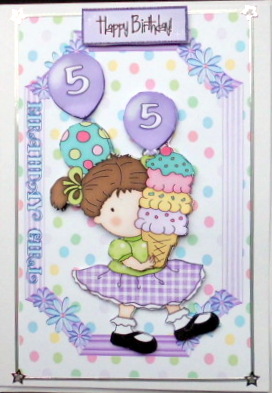 Sweet Birthday Girl Aged 5 with Balloons by Mary Murphy