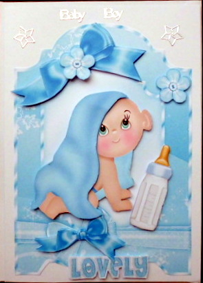 Lovely! Crawling Baby Boy with His Blanket & Bottle by Mary Murphy