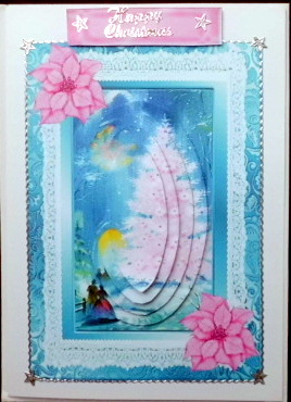 Pink Christmas Tree, with Pink Poinsettias Oval Pyramids by Mary Murphy