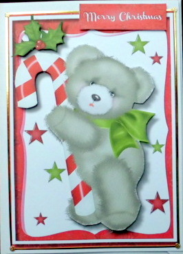 Little Fuzzy Bear with His Candy Cane  by Mary Murphy
