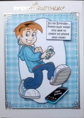 Teen Boy Too Busy to Check His Phone Quick Card by Mary Murphy