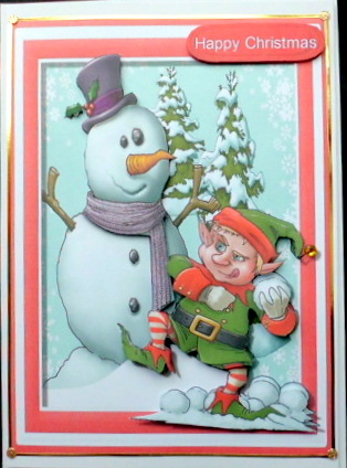 Naughty Elf Playing with the Snowman  by Mary Murphy
