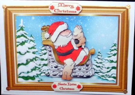 I Love Santa Cuddles Decoupage Card Front by Mary Murphy