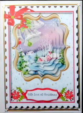 Christmas Village in a Gold Bracket Frame by Mary Murphy