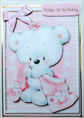Fluffy Bears 1st Birthday, Girl by Mary Murphy