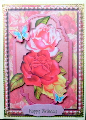 Beautiful Roses Witl Mpearls and Butterfflies by Mary Murphy